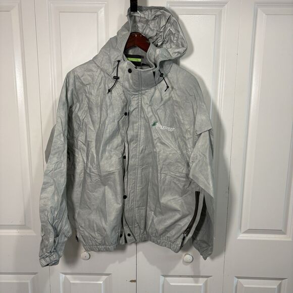 Frogg Toggs Rain Jacket Mens M Gray Waterproof Hooded Lightweight Outdoor Hike - Picture 1 of 8